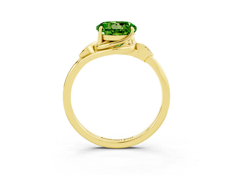 Yellow gold Round Cut Peridot Solitaire Ring with Twist Band and Four-Prong Setting_27