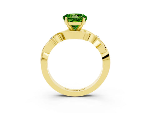 Yellow gold Round Cut Peridot Solitaire Ring with Twisted Band and Prong Setting_3