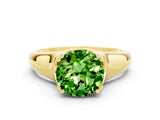 Yellow gold Round Cut Peridot Solitaire Ring with Wide Band and Prong Setting