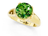 Yellow gold Round Cut Peridot Solitaire Ring with Wide Band and Prong Setting_1