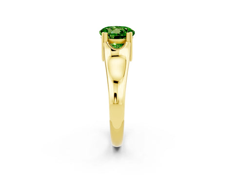 Yellow gold Round Cut Peridot Solitaire Ring with Wide Band and Prong Setting_2