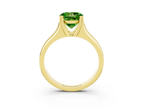 Yellow gold Round Cut Peridot Solitaire Ring with Wide Band and Prong Setting_3