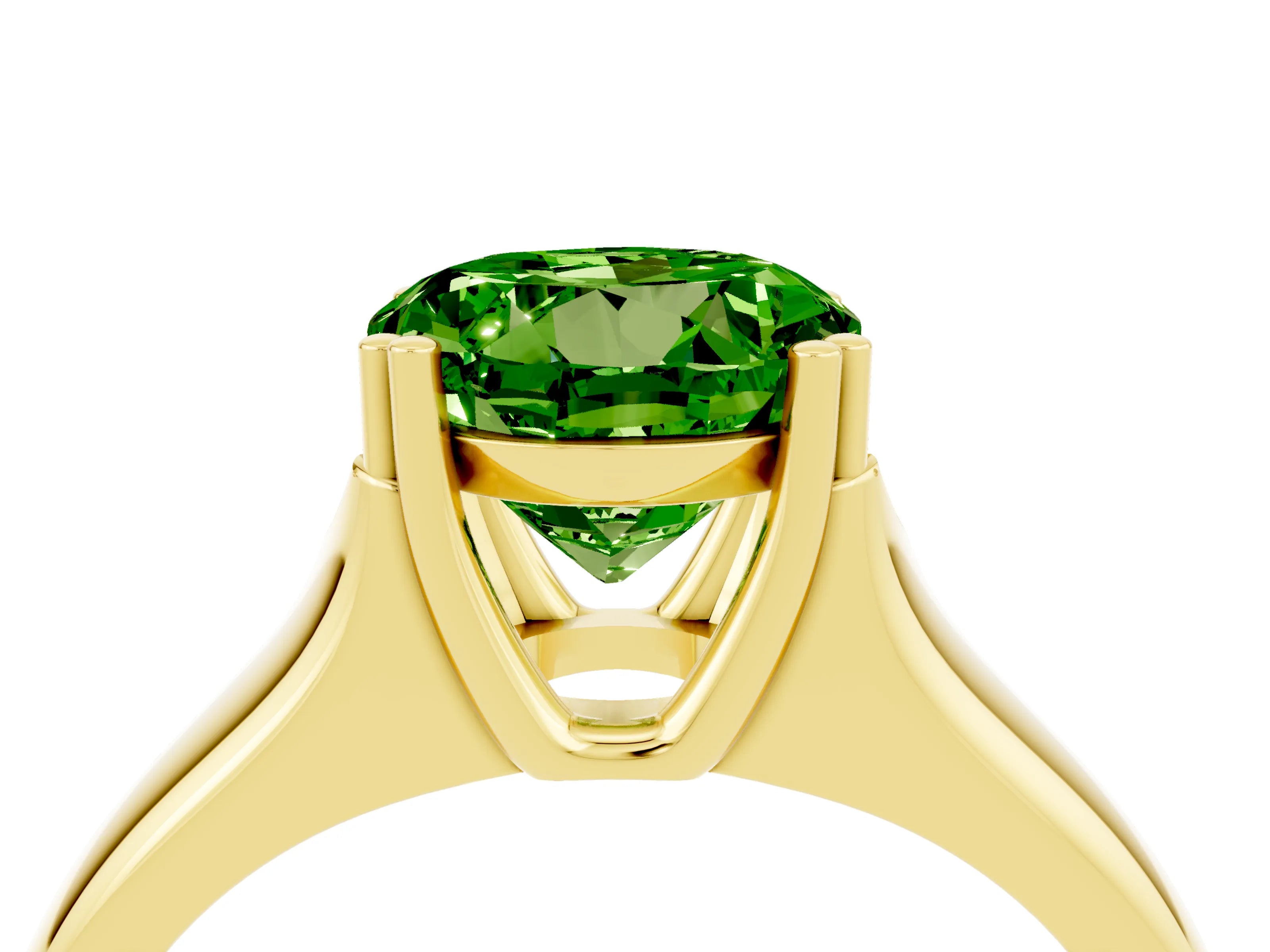Yellow gold Round Cut Peridot Solitaire Ring with Wide Band and Prong Setting_4