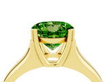 Yellow gold Round Cut Peridot Solitaire Ring with Wide Band and Prong Setting_4