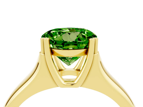 Yellow gold Round Cut Peridot Solitaire Ring with Wide Band and Prong Setting_4
