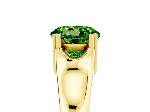 Yellow gold Round Cut Peridot Solitaire Ring with Wide Band and Prong Setting_5