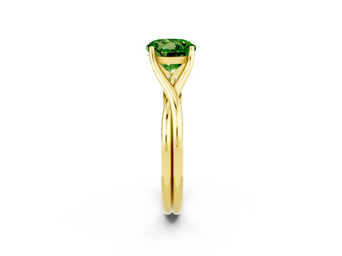 Yellow gold Round Cut Peridot Solitaire Twist Band Prong Setting Ring_26