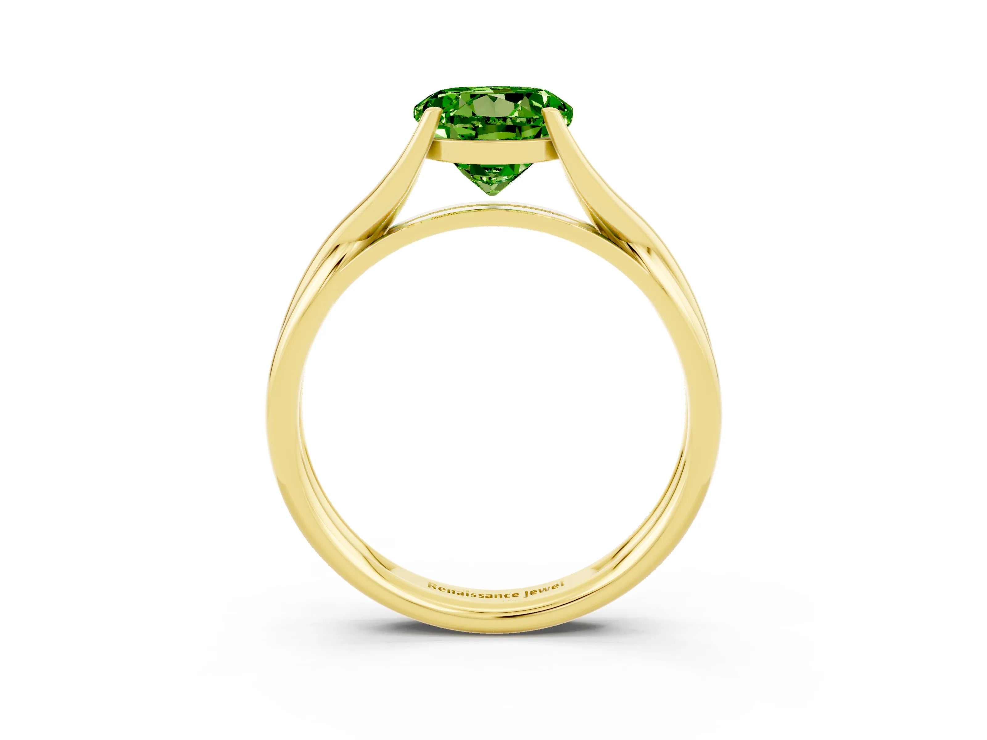 Yellow gold Round Cut Peridot Solitaire Twist Band Prong Setting Ring_27