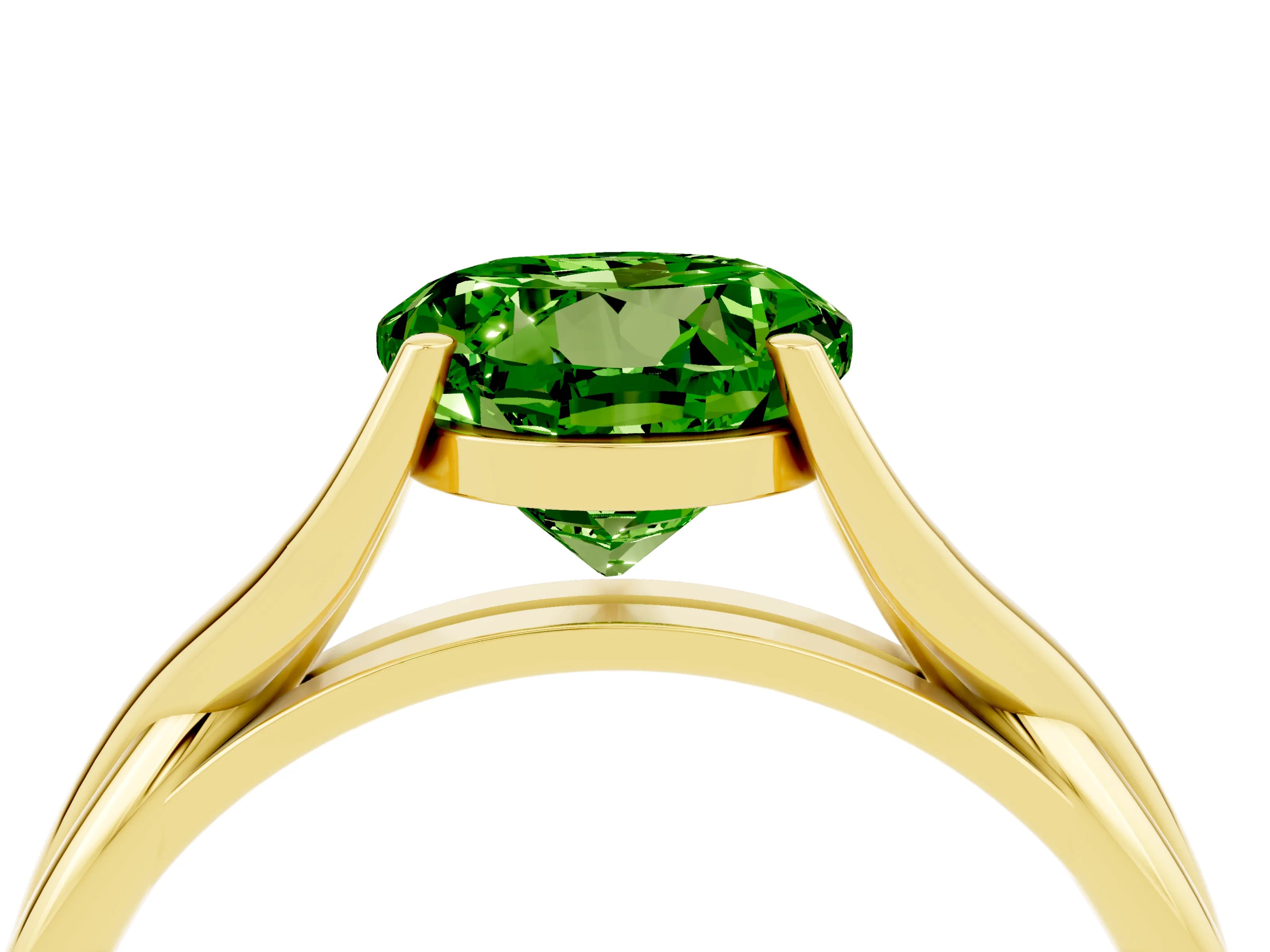 Yellow gold Round Cut Peridot Solitaire Twist Band Prong Setting Ring_28