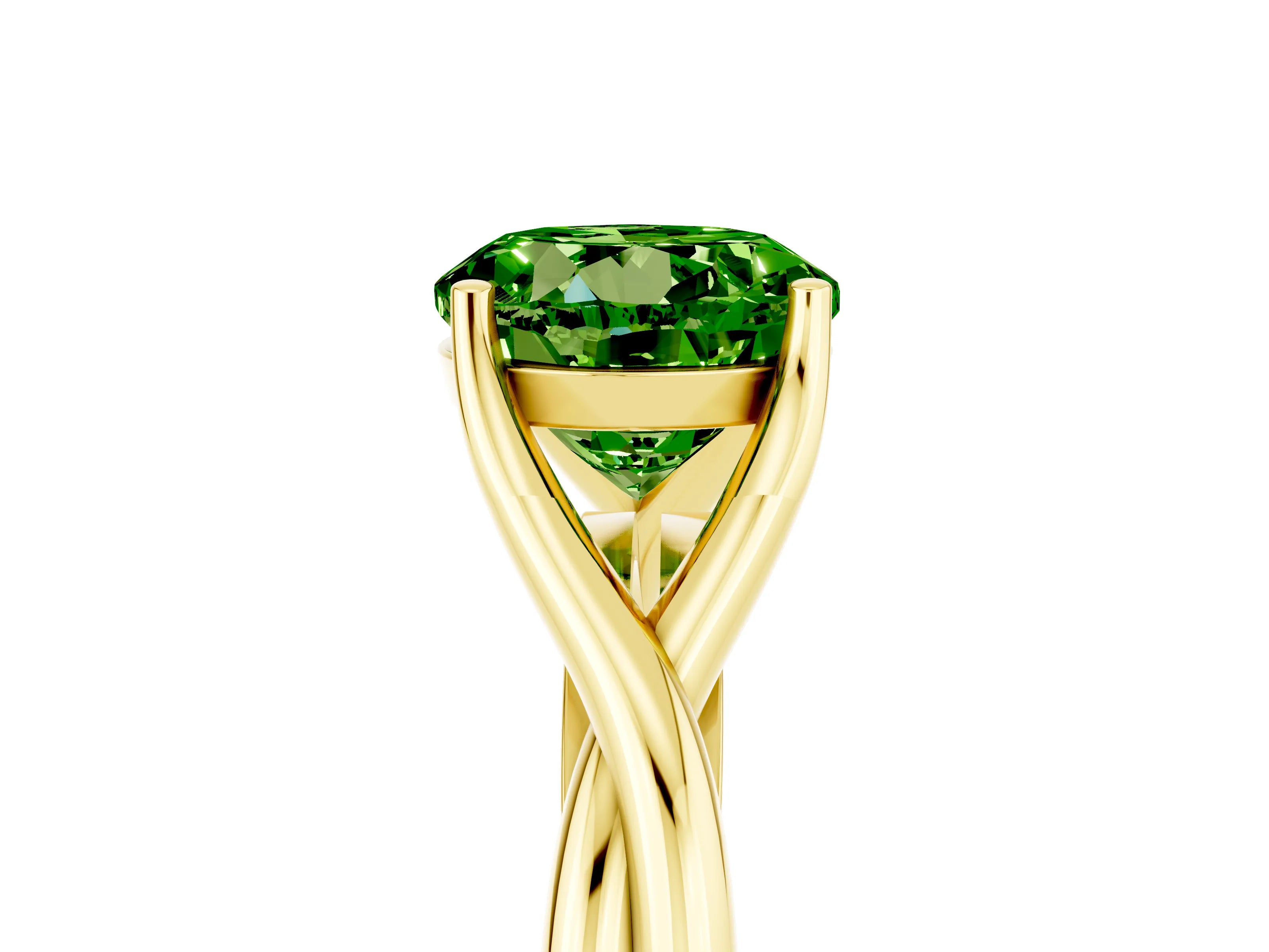 Yellow gold Round Cut Peridot Solitaire Twist Band Prong Setting Ring_29