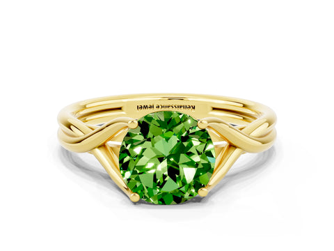 Yellow gold Round Cut Peridot Solitaire Twist Band Prong Setting Ring_36
