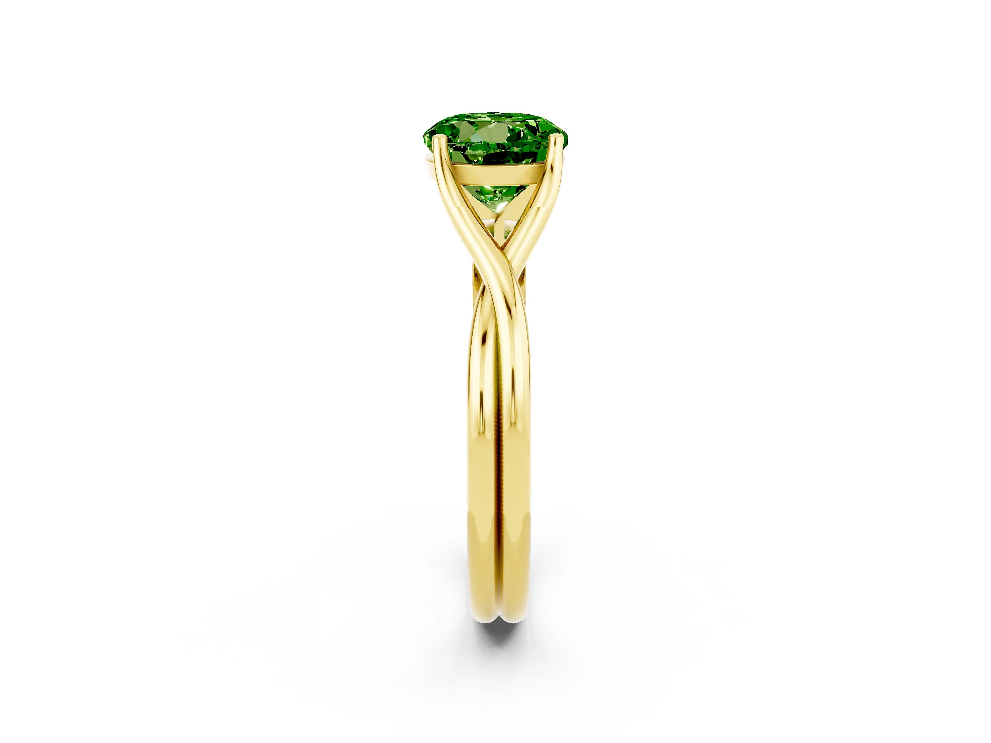Yellow gold Round Cut Peridot Solitaire Twist Band Prong Setting Ring_38