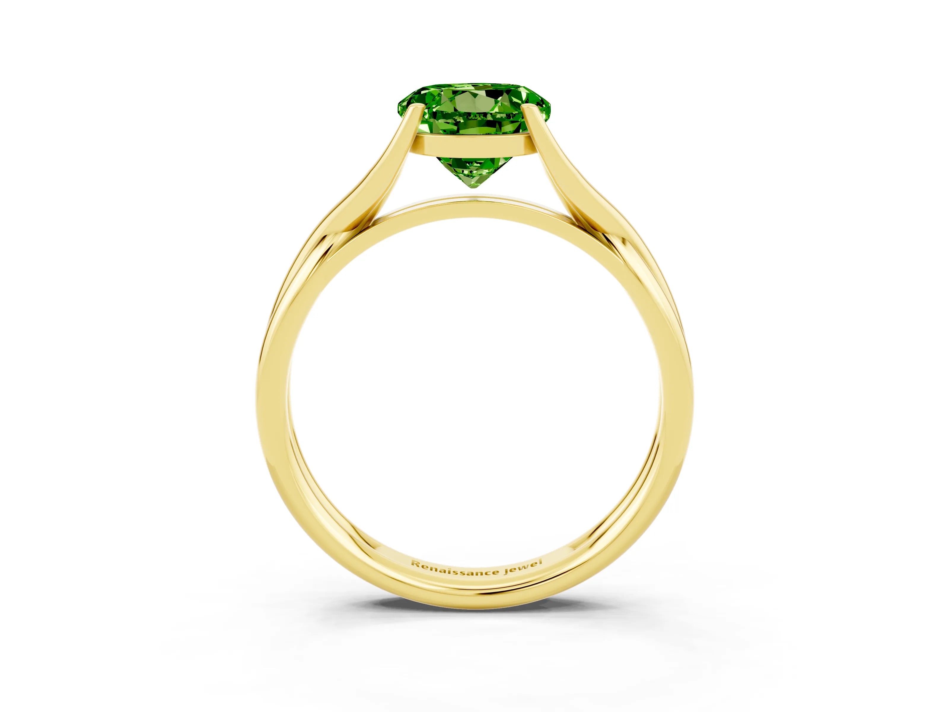 Yellow gold Round Cut Peridot Solitaire Twist Band Prong Setting Ring_39