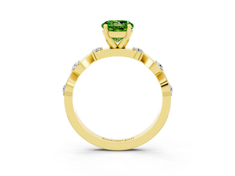 Yellow gold Round Cut Peridot Solitaire Twisted Band with Round  Accents and Prong Setting_15