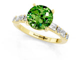 Yellow gold Round Cut Peridot Solitaire with Side Baguettes and Channel Set Band_1