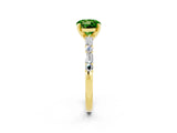 Yellow gold Round Cut Peridot Solitaire with Side Baguettes and Channel Set Band_2