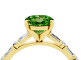 Yellow gold Round Cut Peridot Solitaire with Side Baguettes and Channel Set Band_4
