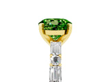 Yellow gold Round Cut Peridot Solitaire with Side Baguettes and Channel Set Band_5