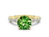 Yellow gold Round Cut Peridot Solitaire with Side Stones, Pave Band, Four-Prong Setting_36
