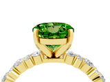 Yellow gold Round Cut Peridot Solitaire with Side Stones, Pave Band, Four-Prong Setting_40