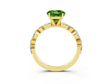 Yellow gold Round Cut Peridot Solitaire with Side Stones on a Pavé Band and Four-Prong Setting_3