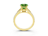 Yellow gold Round Cut Peridot Split Shank Engagement Ring with Pavé Band_3