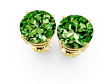 Yellow gold Round Cut Peridot Stud Earrings_13