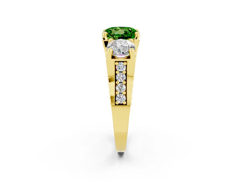 Yellow gold Round Cut Peridot Three-Stone Ring with Channel Set Band and Four-Prong Setting_2