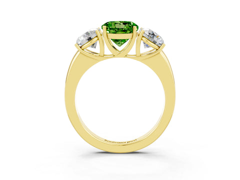 Yellow gold Round Cut Peridot Three-Stone Ring with Four-Prong Setting and Classic Band_3