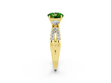 Yellow gold Round Cut Peridot Three-Stone Ring with Pavé Split Shank and Four-Prong Setting_2