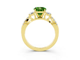 Yellow gold Round Cut Peridot Three-Stone Ring with Pavé Split Shank and Four-Prong Setting_3