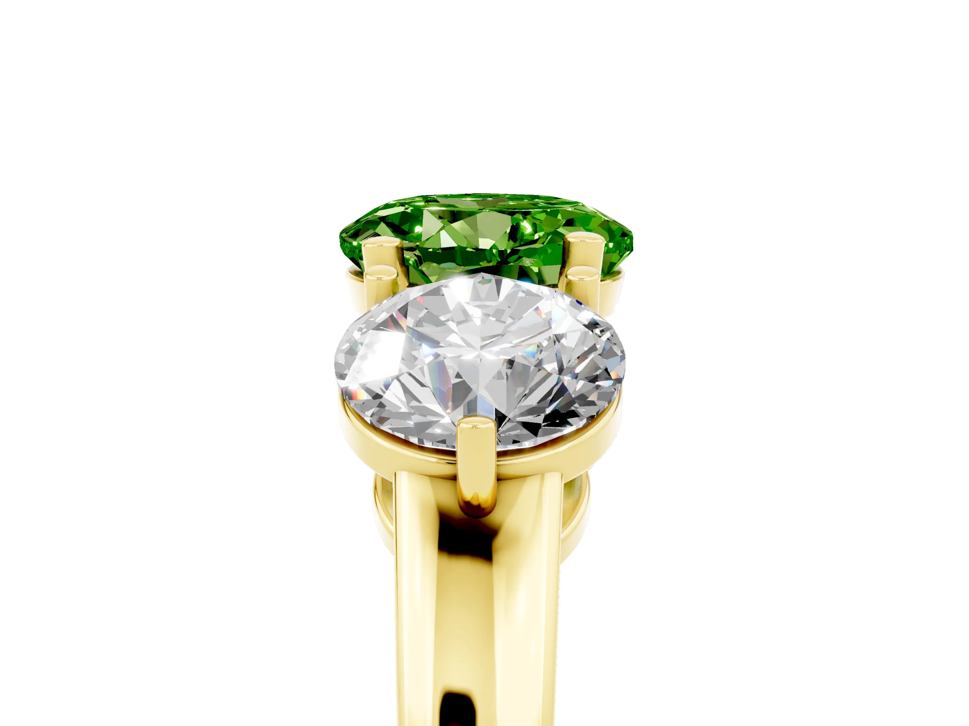 Yellow gold Round Cut Peridot Three-Stone Ring with Prong Setting and Classic Band_5