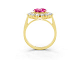 Yellow gold Round Cut Pink Sapphire Floral Double Halo Engagement Ring with Prong Setting_63