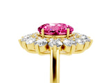 Yellow gold Round Cut Pink Sapphire Floral Double Halo Engagement Ring with Prong Setting_77