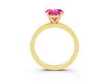 Yellow gold Round Cut Pink Sapphire Milgrain Pavé Engagement Ring with Four-Prong Setting_27