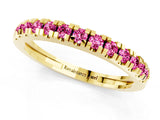 Yellow gold Round Cut Pink Sapphire Pavé Set Thin Band_1