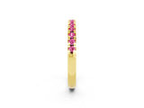 Yellow gold Round Cut Pink Sapphire Pavé Set Thin Band_2