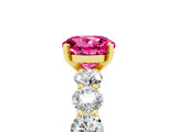 Yellow gold Round Cut Pink Sapphire Prong Setting with Side Stones on a Pave Band_29