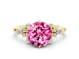 Yellow gold Round Cut Pink Sapphire Ring with Side Stones and Four-Prong Setting_60