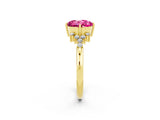 Yellow gold Round Cut Pink Sapphire Ring with Side Stones and Four-Prong Setting_62