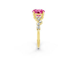 Yellow gold Round Cut Pink Sapphire Scattered Round Accent Ring with Prong Setting_14
