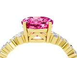Yellow gold Round Cut Pink Sapphire Scattered Round Accent Ring with Prong Setting_16