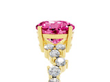 Yellow gold Round Cut Pink Sapphire Scattered Round Accent Ring with Prong Setting_17