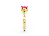 Yellow gold Round Cut Pink Sapphire Solitaire Celtic Knot Ring with Four-Prong Setting_38