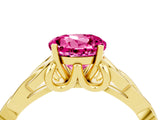 Yellow gold Round Cut Pink Sapphire Solitaire Celtic Knot Ring with Four-Prong Setting_40