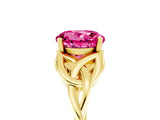 Yellow gold Round Cut Pink Sapphire Solitaire Celtic Knot Ring with Four-Prong Setting_41