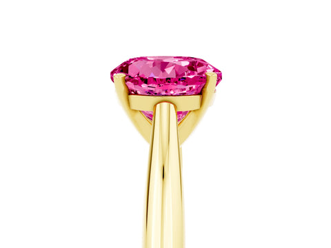 Yellow gold Round Cut Pink Sapphire Solitaire Engagement Ring with Cathedral Setting and Four-Prong Mount_17