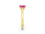Yellow gold Round Cut Pink Sapphire Solitaire Engagement Ring with Cathedral Setting and Four-Prong Mount_26