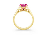 Yellow gold Round Cut Pink Sapphire Solitaire Engagement Ring with Cathedral Setting and Four-Prong Mount_27