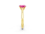 Yellow gold Round Cut Pink Sapphire Solitaire Engagement Ring with Cathedral Setting and Four-Prong Mount_32